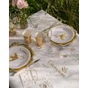 CHEMIN DE TABLE TISSU COMMUNION BIRDY BLANC ET OR 28 CM X 5 M