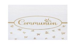 12 SERVIETTES COMMUNION BIRDY BLANC ET OR 33 X 33 CM