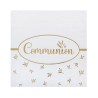 12 SERVIETTES COMMUNION BIRDY BLANC ET OR 33 X 33 CM