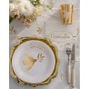 12 SERVIETTES COMMUNION BIRDY BLANC ET OR 33 X 33 CM