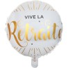 BALLON METALLIQUE ROND VIVE LA RETRAITE BLANC ET OR 45 CM 