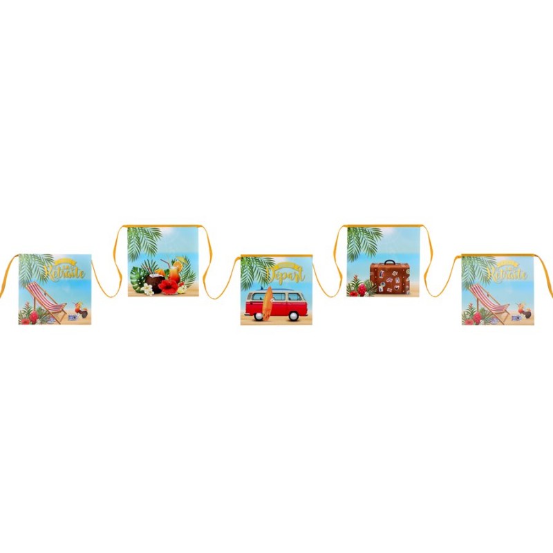 GUIRLANDE 12 FANIONS NOUVEAU DEPART BUS WW 15 X 15 CM X 6 METRES