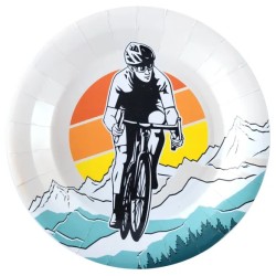 6 ASSIETTES EN CARTON THEME VELO 23 CM