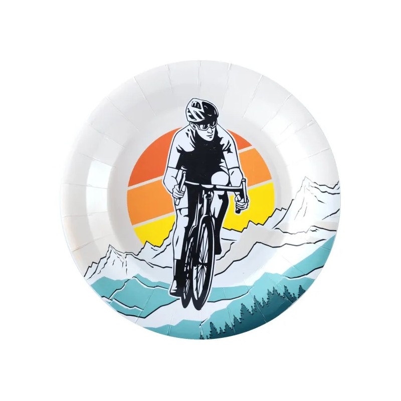 6 ASSIETTES EN CARTON THEME VELO 23 CM