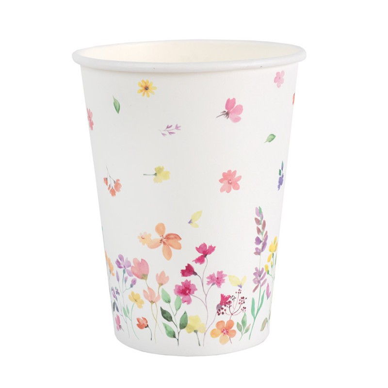 6 GOBELETS PRINTEMPS FLEURS COLOREES 270 ML