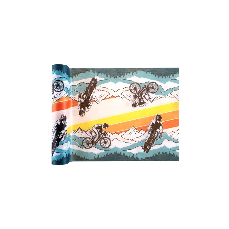 CHEMIN DE TABLE TISSU NON TISSE THEME VELO 30 CM X 2.5 METRES