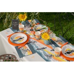 CHEMIN DE TABLE TISSU NON TISSE THEME VELO 30 CM X 2.5 METRES