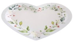 10 ASSIETTES BLANCHES FEUILLAGE MARIAGE VEGETAL COEUR 22.5 X 20 CM 