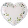 10 ASSIETTES BLANCHES FEUILLAGE MARIAGE VEGETAL COEUR 22.5 X 20 CM 