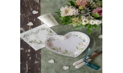 10 ASSIETTES BLANCHES FEUILLAGE MARIAGE VEGETAL COEUR 22.5 X 20 CM 
