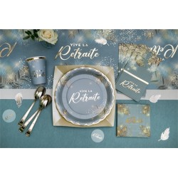 12 SERVIETTES VIVE LA RETRAITE OR SUR FOND VERT CELADON 25 X 25 CM