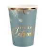 6 GOBELETS VIVE LA RETRAITE OR SUR FOND VERT CELADON 