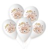 5 BALLONS BIO LATEX COULEUR BLANC IMPRESSION OURSON LITTLE STAR 33 CM