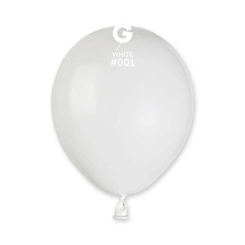 50 BALLONS BLANC WHITE BIO LATEX 13 CM 001