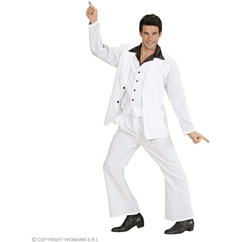 DEGUISEMENT COSTUME BLANC TRAVOLTA CHEMISE AVEC GILET VESTE PANTALON TAILLE XL