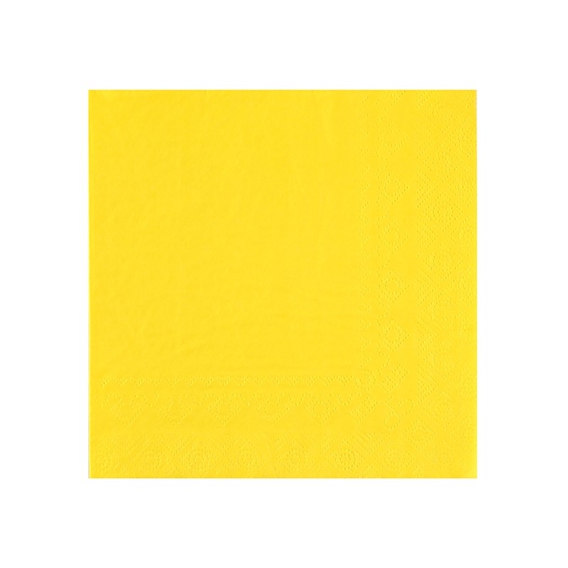 25 SERVIETTES PAPIER CRYSTAL JAUNE 33 X 33 CM