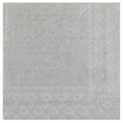 25 SERVIETTES PAPIER CRYSTAL ARGENT 33 X 33 CM