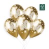 5 BALLONS BIO LATEX IMPRIMES CHIFFRE 50 COULEUR SHINE OR 33 CM 