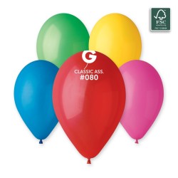 10 BALLONS MULTICOLORES 080 BIO LATEX 33 CM
