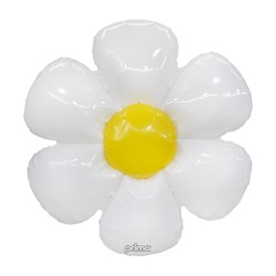BALLON MYLAR A L'AIR FLEUR MARGUERITE BLANCHE ET JAUNE 61 CM 