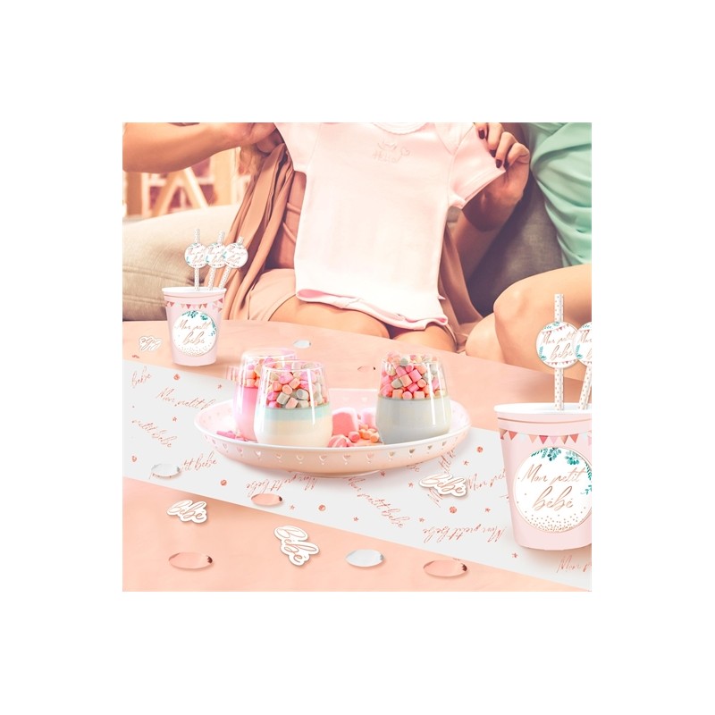CHEMIN DE TABLE MON PETIT BEBE ROSE GOLD 24 CM X 4 M 