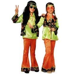 DEGUISEMENT GARCON HIPPIE FLOWER VERT TAILLE 14 ANS