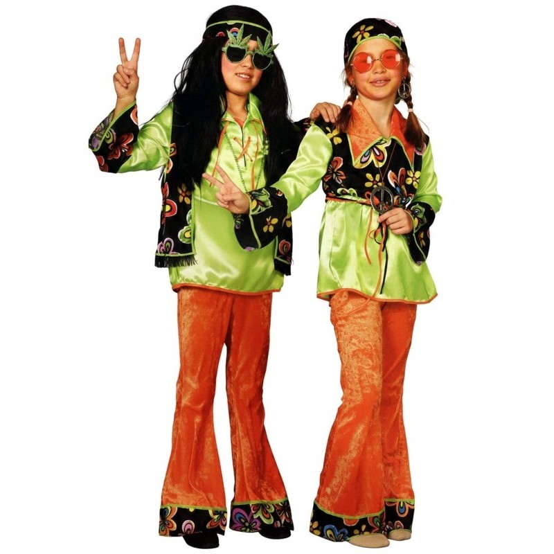 DEGUISEMENT GARCON HIPPIE FLOWER VERT TAILLE 14 ANS