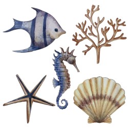 CONFETTIS DE TABLE EN BOIS COQUILLAGE ET DECOR DE LA MER 