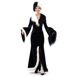 DEGUISEMENT CRUELLA ROBE VELOUR NOIRE TAILLE 38/40
