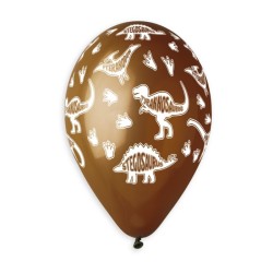 5 BALLONS BIO LATEX DINAUSAURES MARRON ET VERT 33 CM 