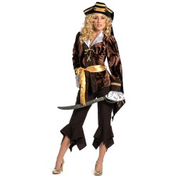 DEGUISEMENT PIRATE VELOUR BRUN FEMME LUXE TAILLE 48