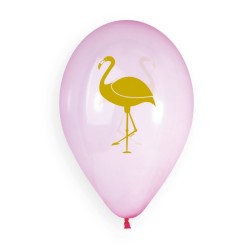 5 BALLONS BIO LATEX FLAMMANT ROSE ET ANANAS 33 CM 