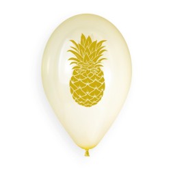5 BALLONS BIO LATEX FLAMMANT ROSE ET ANANAS 33 CM 
