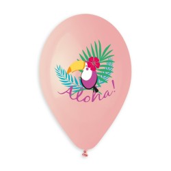 5 BALLONS BIO LATEX TOUCAN ALOHA 33 CM 