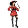 DEGUISEMENT PIRATE CORSET ROUGE/NOIR TAILLE L