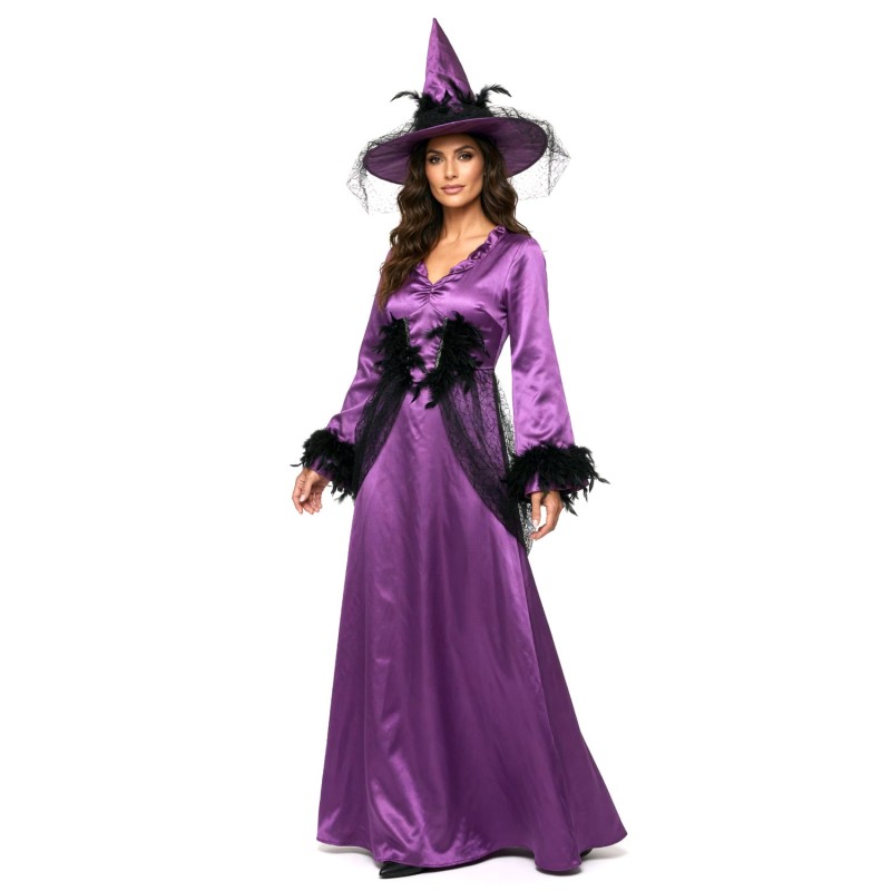 DEGUISEMENT SORCIERE VIOLETTE/PLUMES TAILLE 40/42