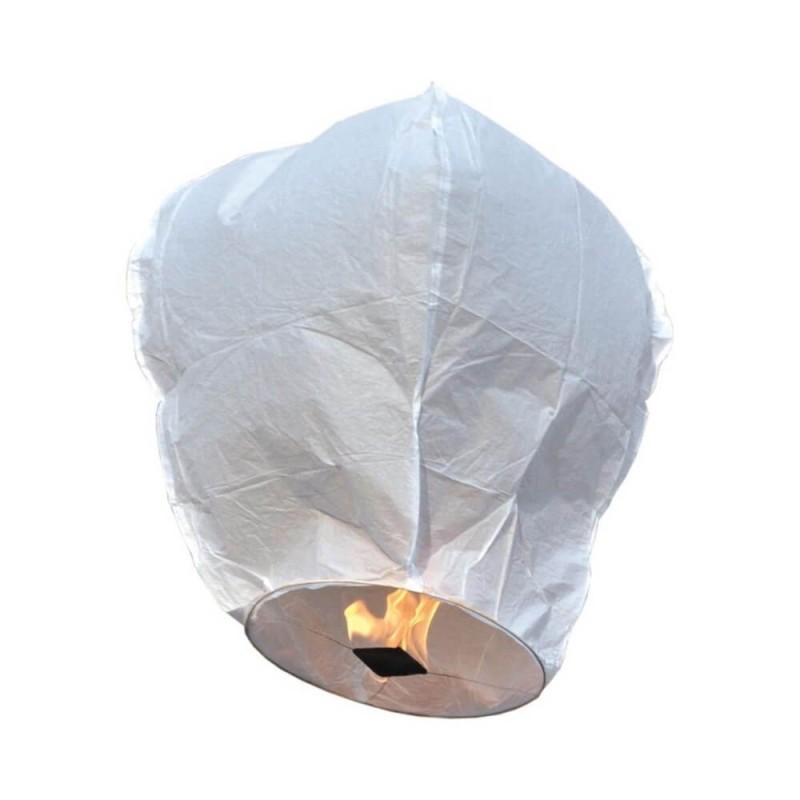 LANTERNES CELESTES BLANCHES 76 X 32 CM BASE BAMBOU BIODEGRADABLE