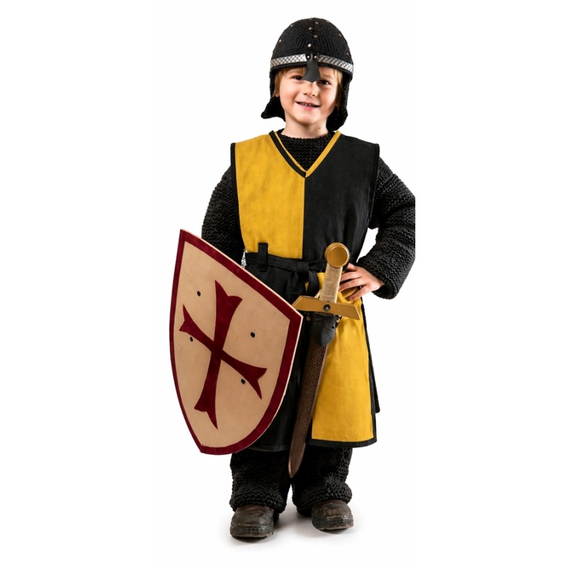 DEGUISEMENT CHEVALIER TUNIQUE NOIR-JAUNE 