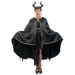 DEGUISEMENT CAPE SORCIERE SATIN NOIRE /OR
