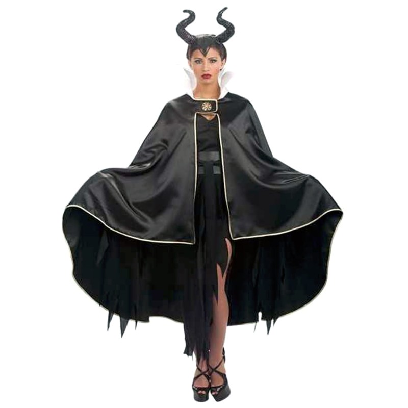 DEGUISEMENT CAPE SORCIERE SATIN NOIRE /OR