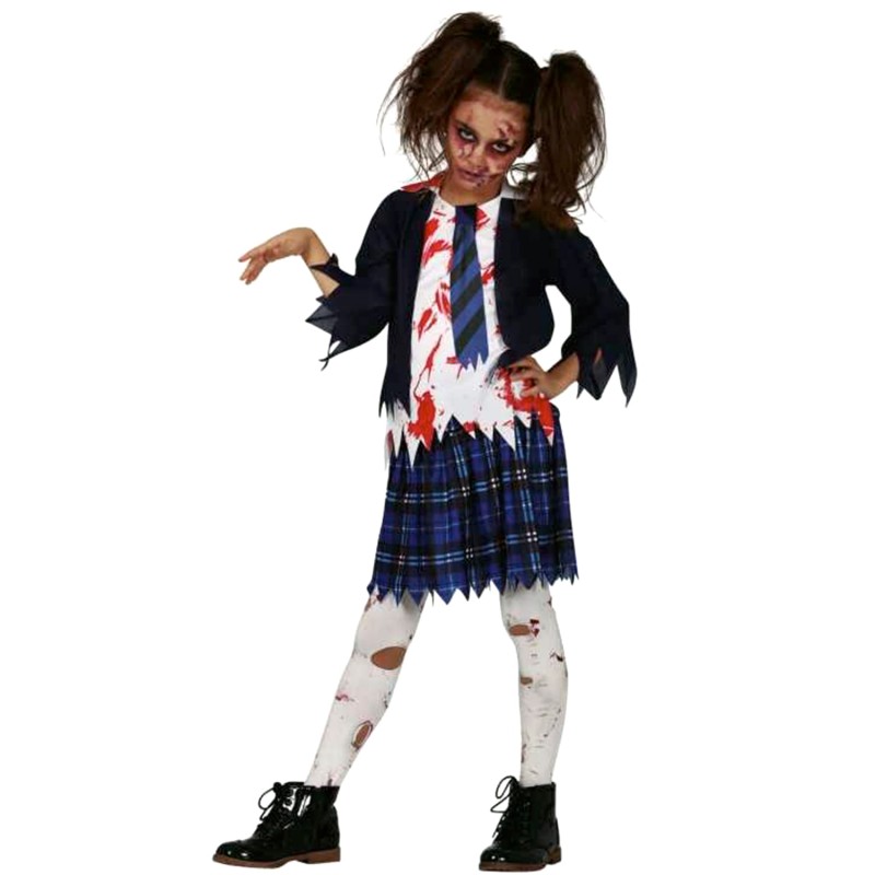 DEGUISEMENT ECOLIERE ZOMBIE EN SANG TAILLE 7-9 ANS 