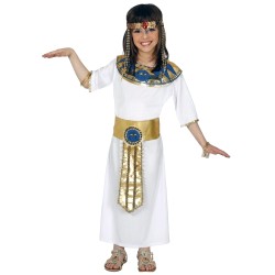 DEGUISEMENT EGYPTIENNE CLEOPATRE BLANC ET OR TAILLE 7-9 ANS