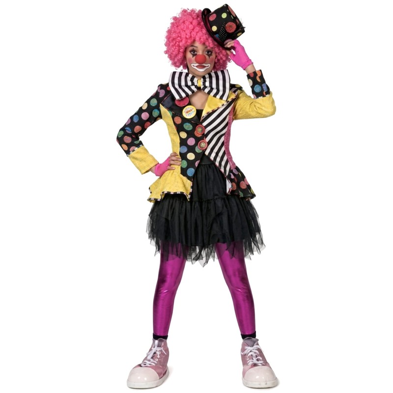 DEGUISEMENT FEMME CLOWN JAUNE ET NOIR BELINDA BUTTON TAILLE 40-42