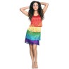 DEGUISEMENT FEMME ROBE A FRANGE MULTICOULEUR TAILLE XL 