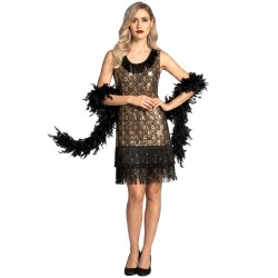 DEGUISEMENT FEMME ROBE CHARLESTONE NOIR ET ARGENT TAILLE M 