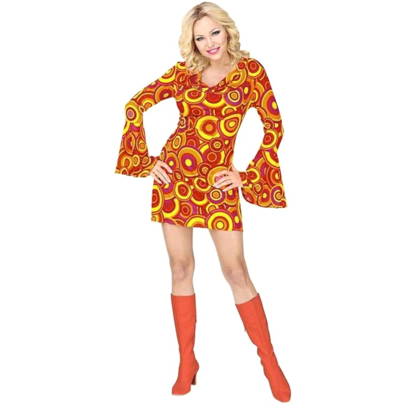 DEGUISEMENT FEMME ROBE GROOVY 70'S TAILLE XS