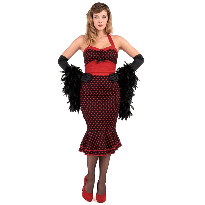 DEGUISEMENT HAVANNA DAISY ROBE PIN UP ROUGE ET NOIR TAILLE M
