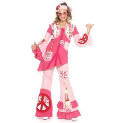 DEGUISEMENT HIPPY ROSE FLEURI TAILLE 42/44