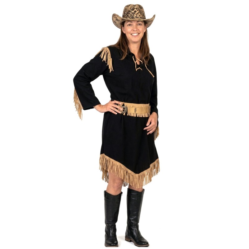 DEGUISEMENT WESTERN ROBE VELOURS NOIRE TAILLE 42