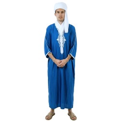 DEGUISEMENT ORIENTAL LUXE TAILLE XL TOGE BLEUE BRODE BLANC
